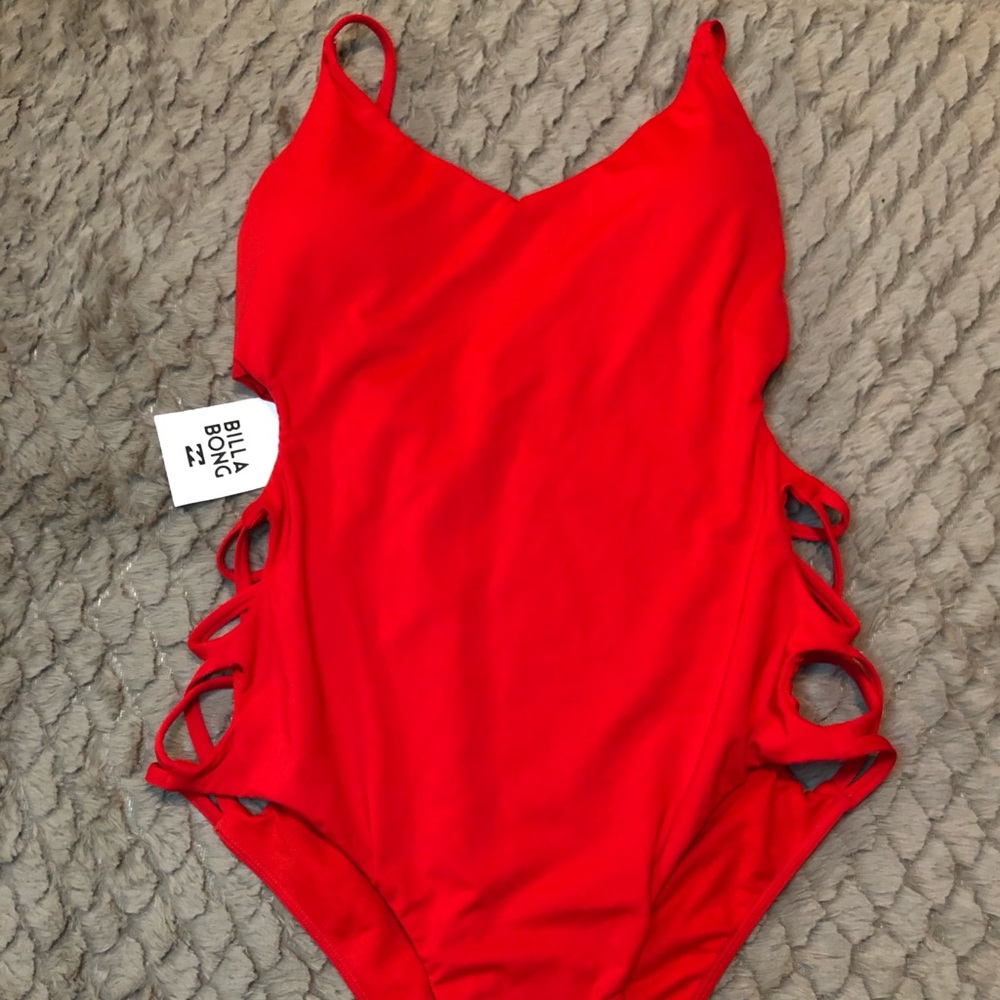 Billabong sol searcher red one piece bathing suit